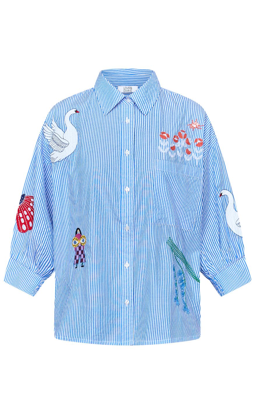 Love & Divine Skjorte - Love1604-2 - Blue Dream Stripes Emb.