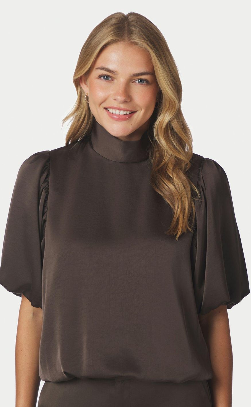 Neo Noir Bluse - Parisa Heavy Sateen - Dark Brown