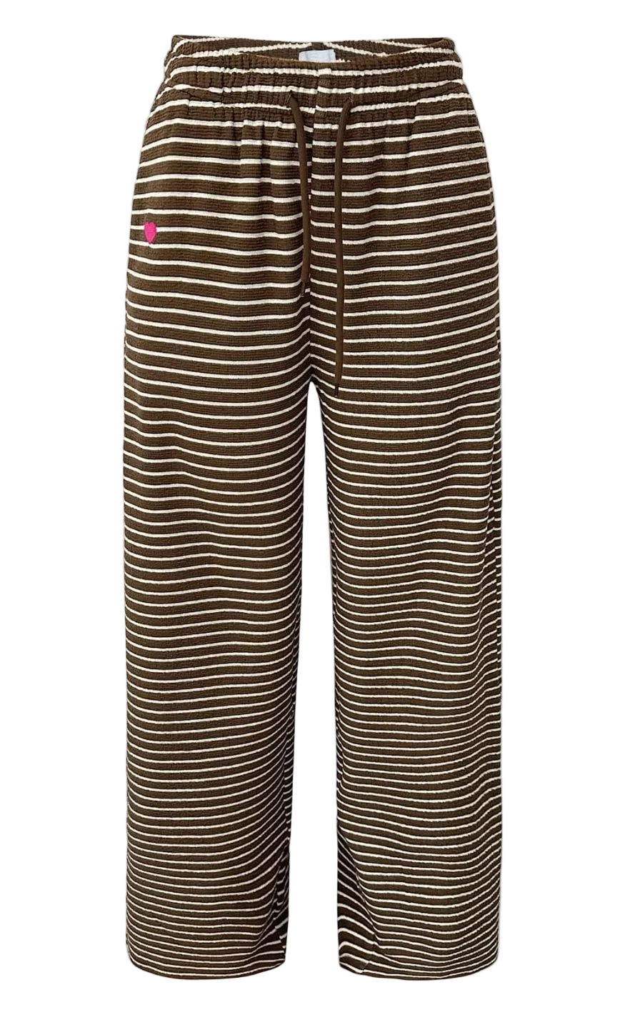 Liberte Bukser - Sus Wide -  Brown Creme Stripe