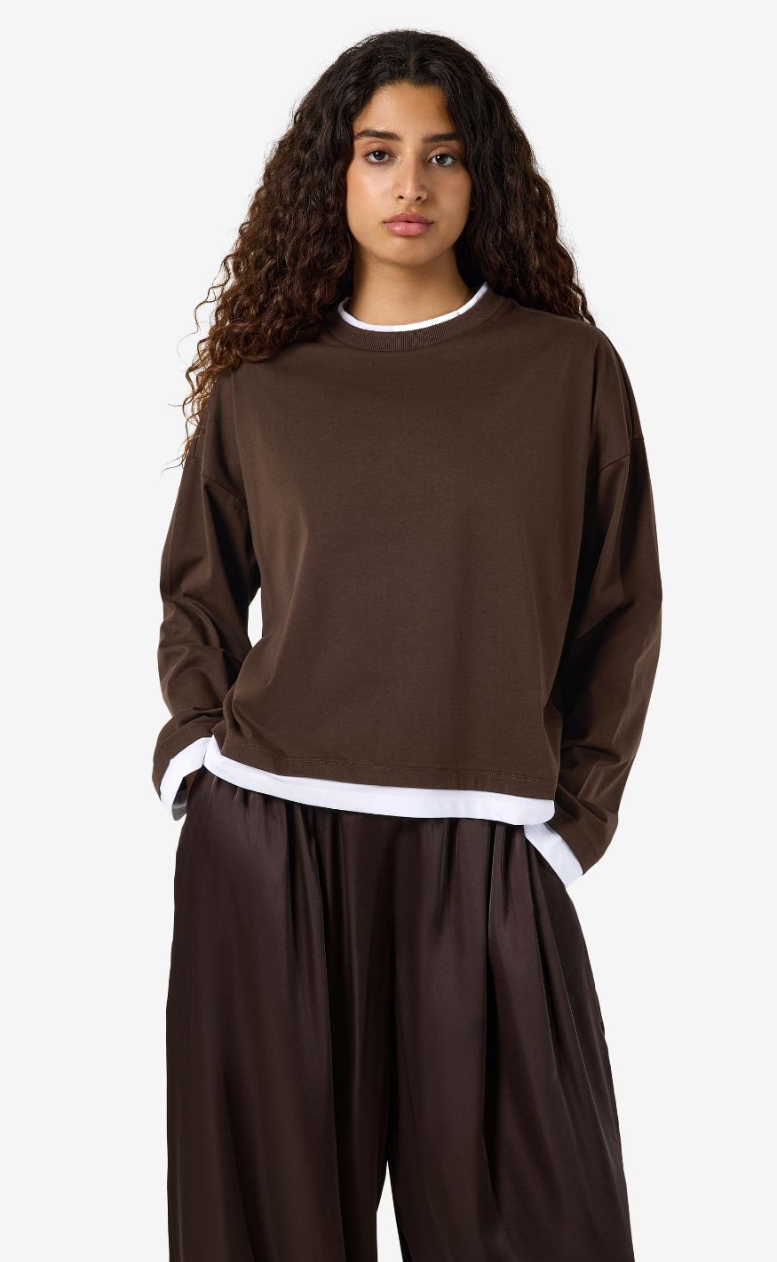 Noisy May Bluse - Ember - Demitasse/White Double