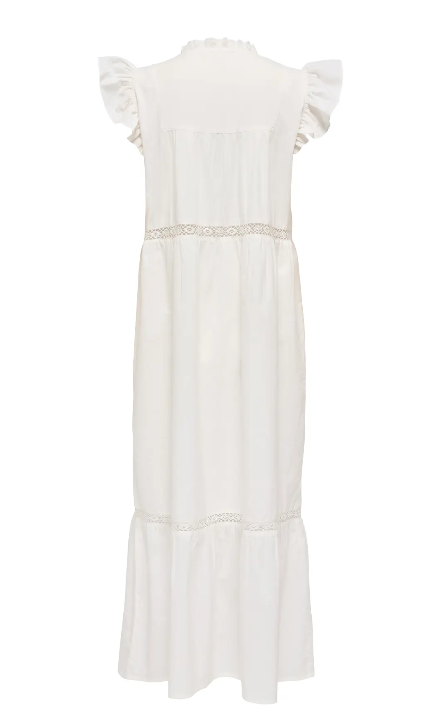 Only Kjole - Sunny Capsl Frill - Cloud Dancer