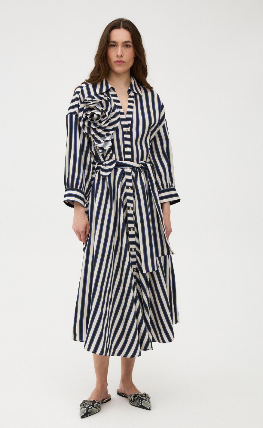 Gossia Kjole - Piper - Navy Creme Stripes