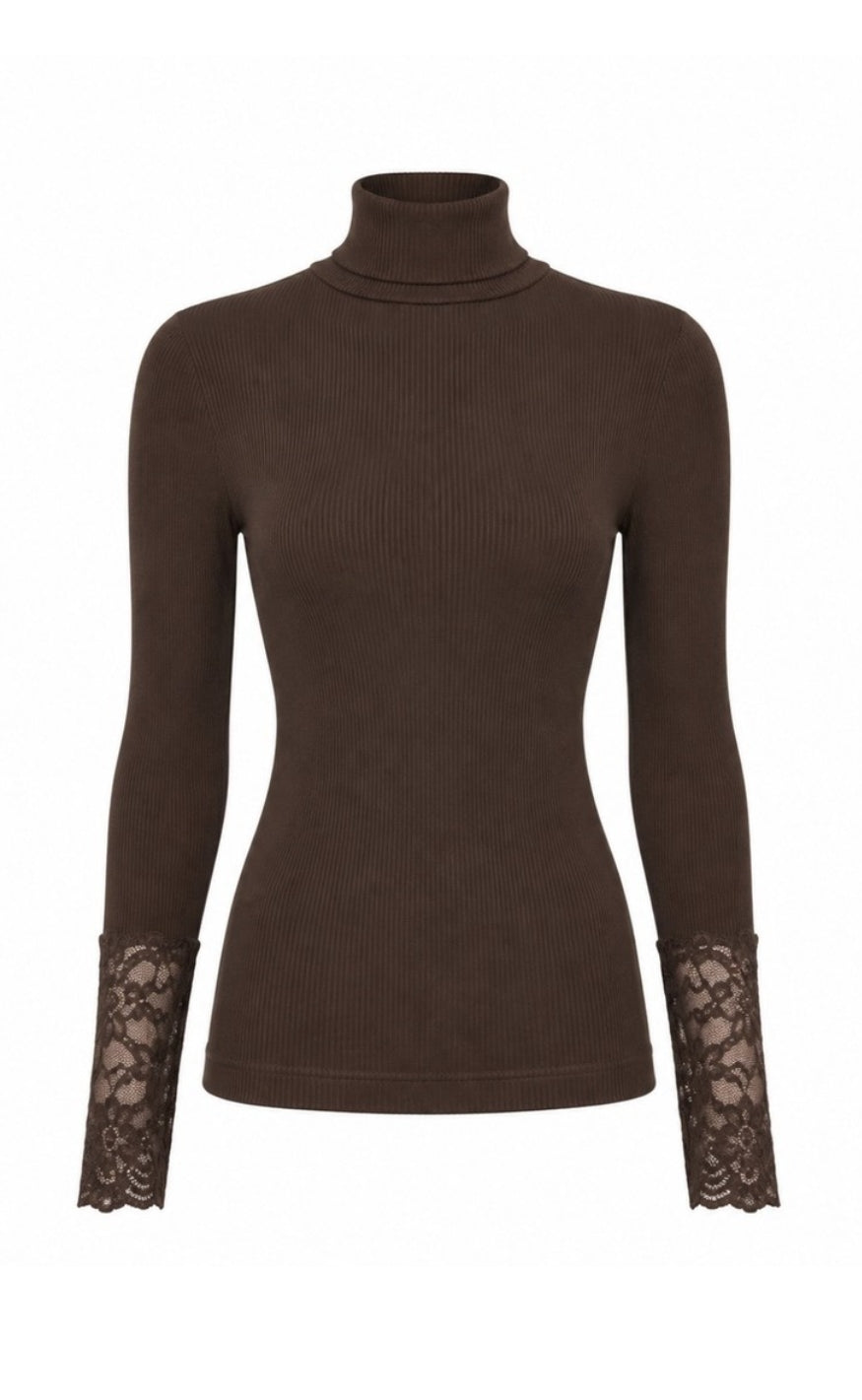 Tim & Simonsen Bluse - Maja Turtle Costina Lace - Cioccolato