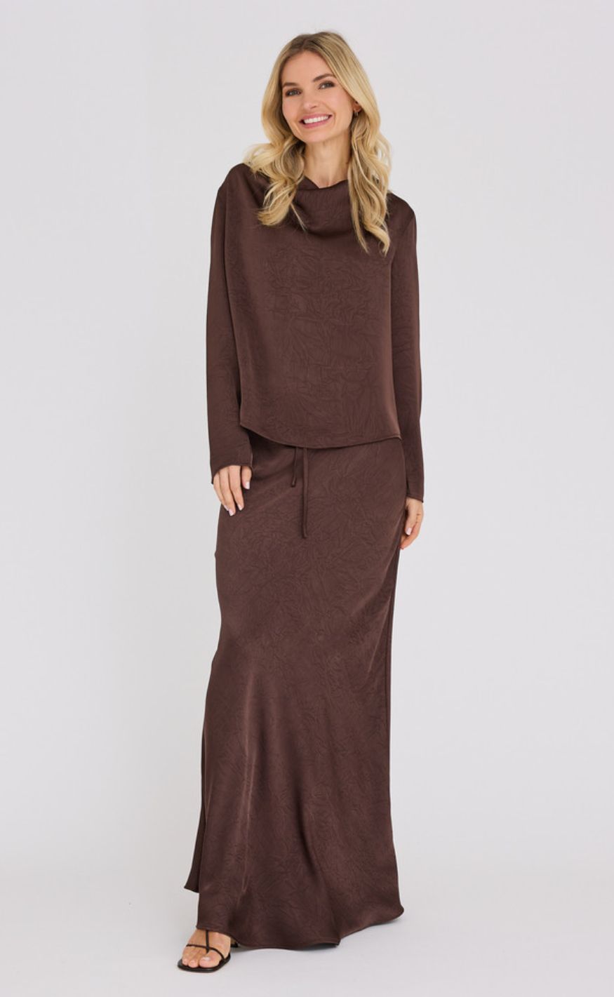 A-View Bluse - Sinda Drape - Dark Brown
