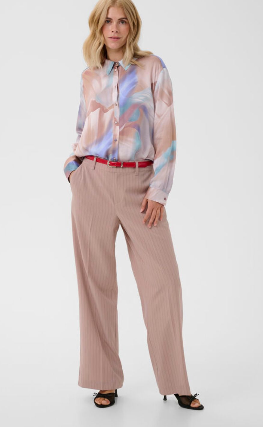 Culture Bukser - Cecilie - Pale Mauve Pinstripe