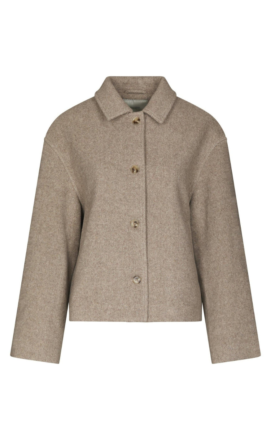 Neo Noir Jakke - Hamra Herringbone Twill - Beige Melange