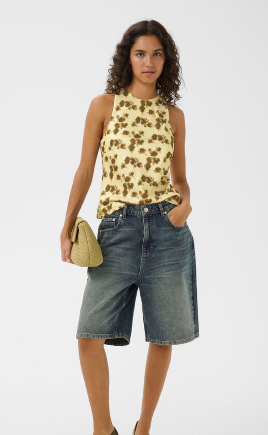 Gestuz Bluse - Chery P - Lemon Yellow Olive Flower