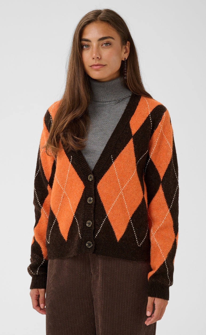 Culture Cardigan - Argyle - Brown Argyle