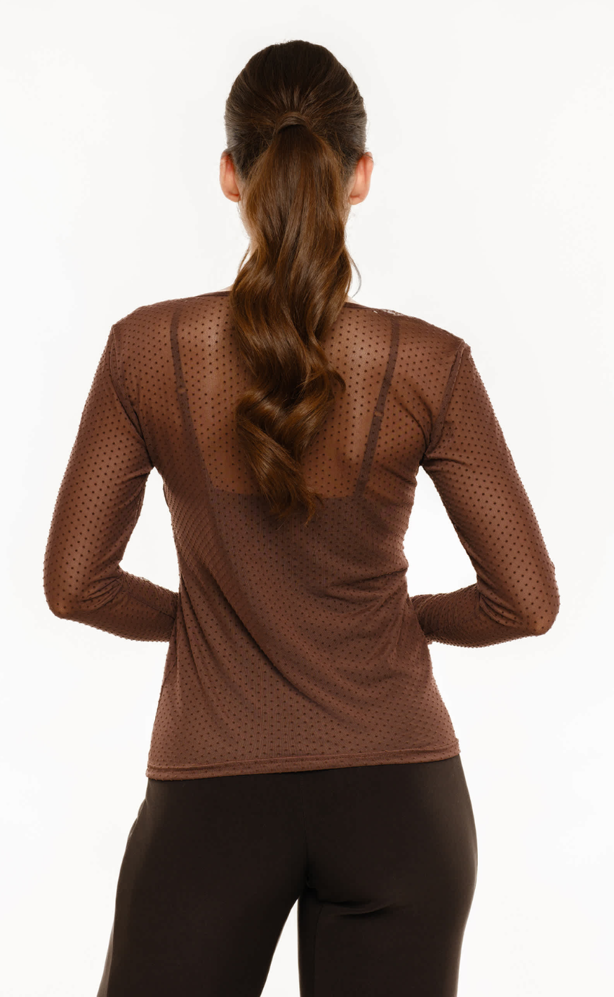Liberté T-shirt - Mesh Dot LS - Dark Brown