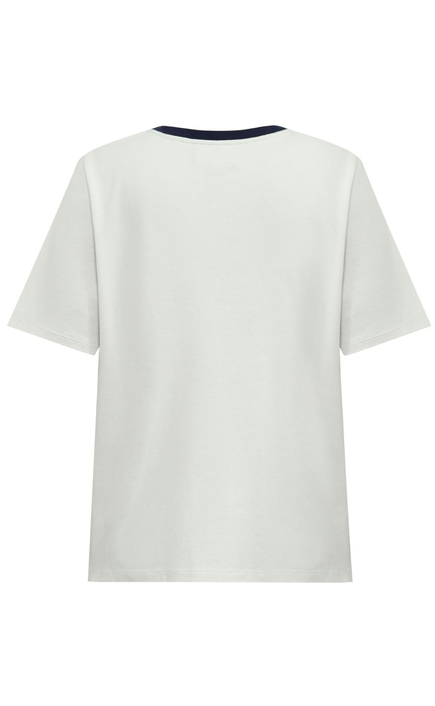 Gossia T-shirt - Bas - Off-white / Navy Print