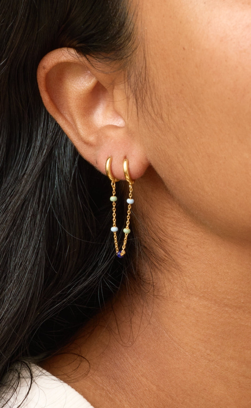 ENAMEL Copenhagen Ørering - Lola Chain One Piece Hoops - Earthtone