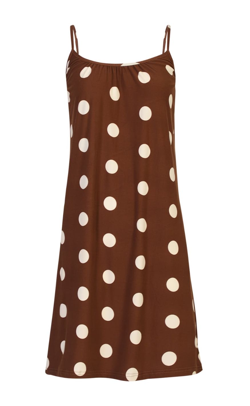 Liberte Kjole - Alma Strap - Brown Creme Dot
