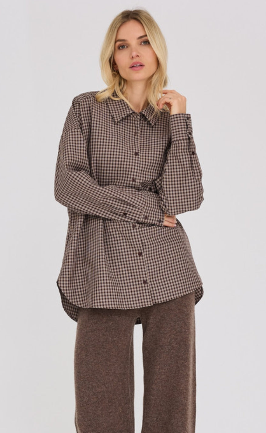 A-View Skjorte - Sonja Check - Dark Brown
