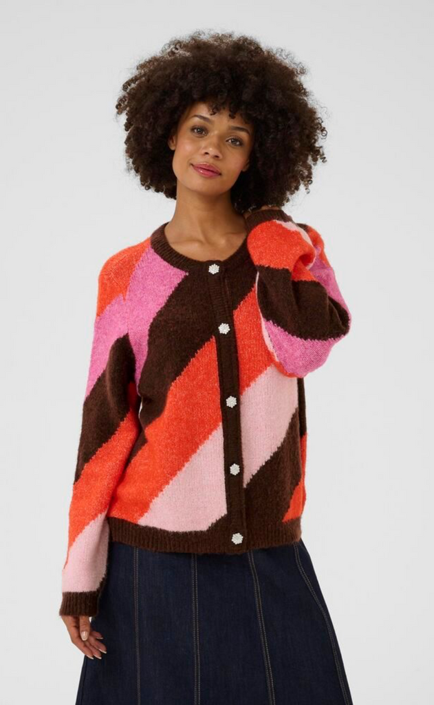Culture Cardigan - Diga Kimmy - Brown/Pink Mix