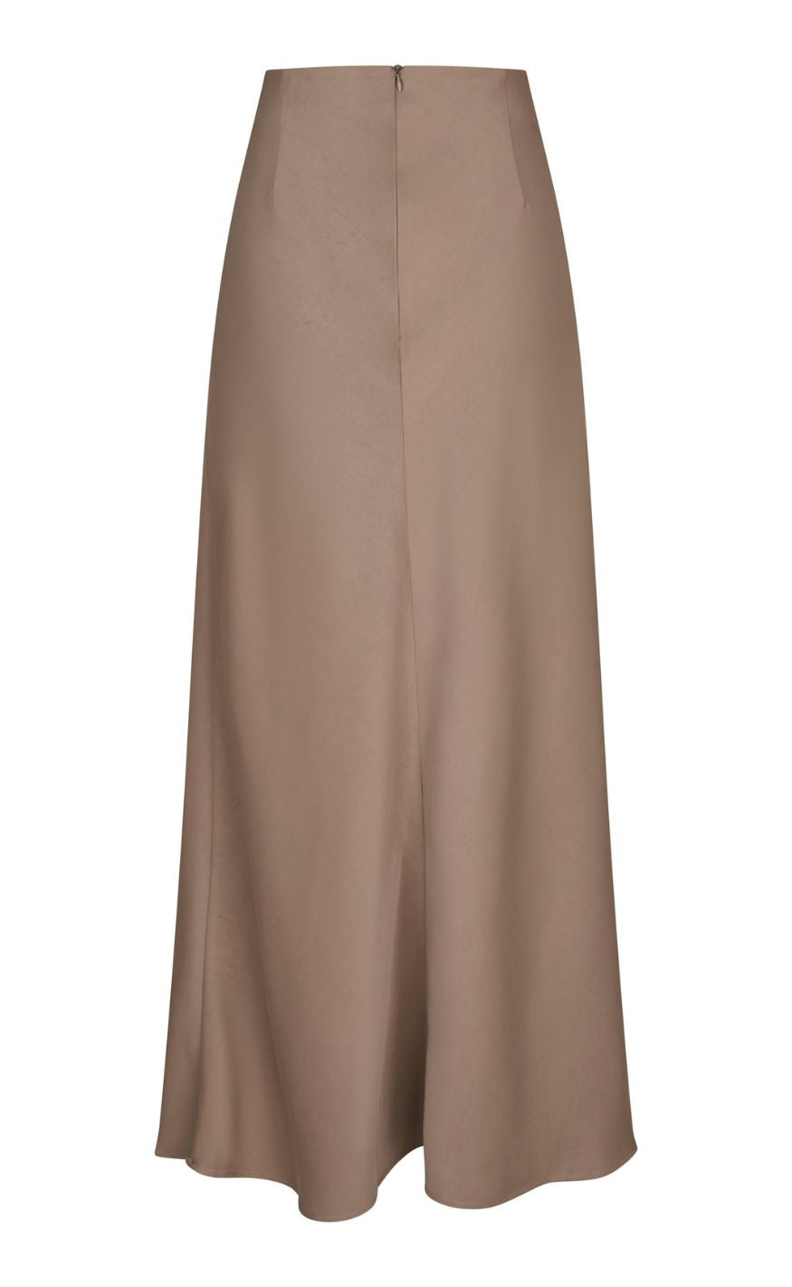 Neo Noir Skjørt - Kit Dull Sateen - Dark Taupe