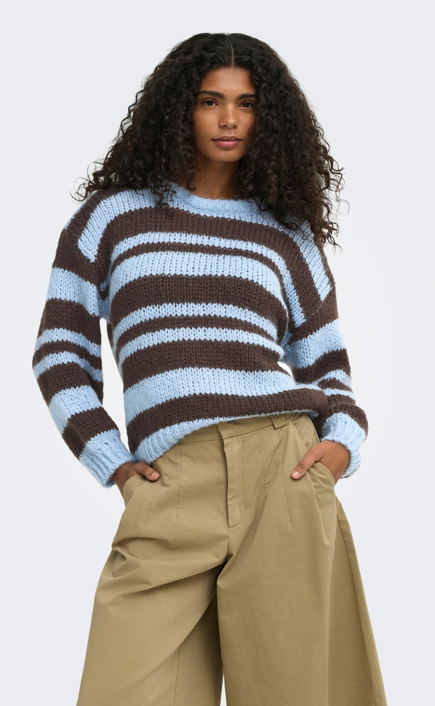 ONLY Genser - Nordic - Dusty Blue Block/Coffee Bean