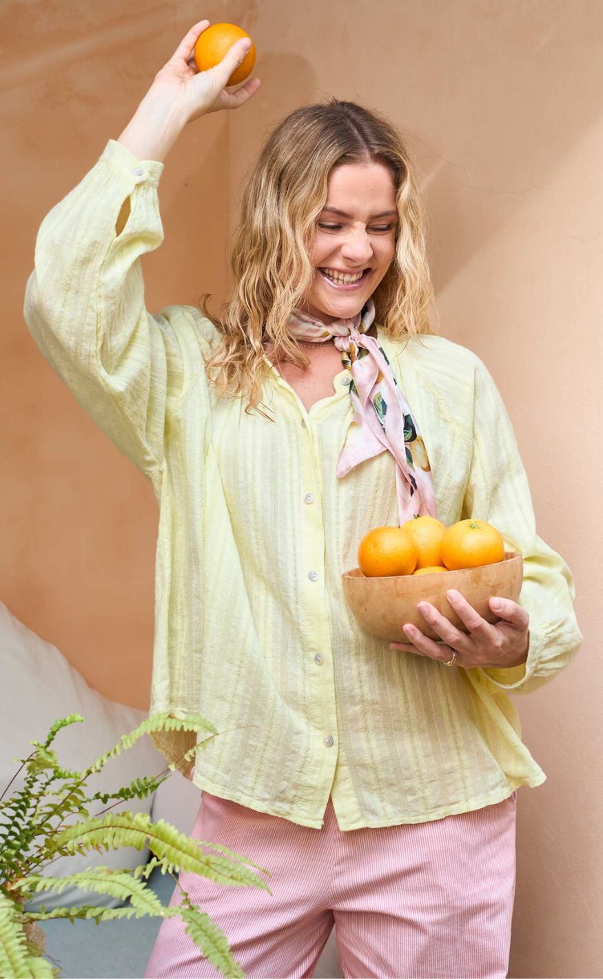 Black Colour Bluse - Emilia - Lt. Yellow