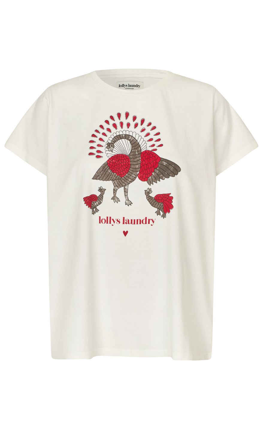 Lollys Laundry T-shirt - Roma Peacock - 01 White