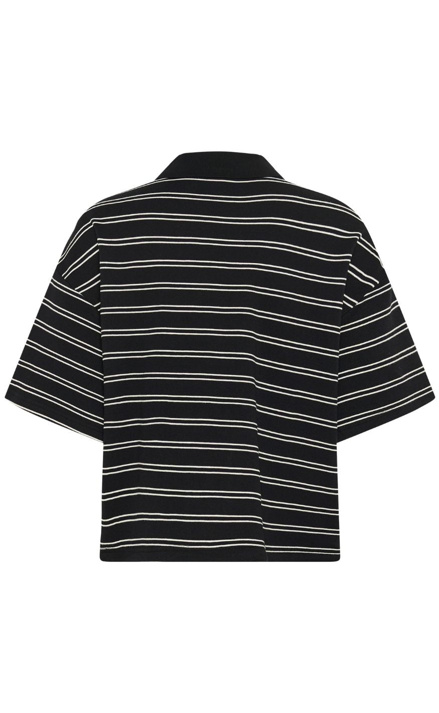 Gestuz T-Shirt - Pilova Polo - Black White Striped