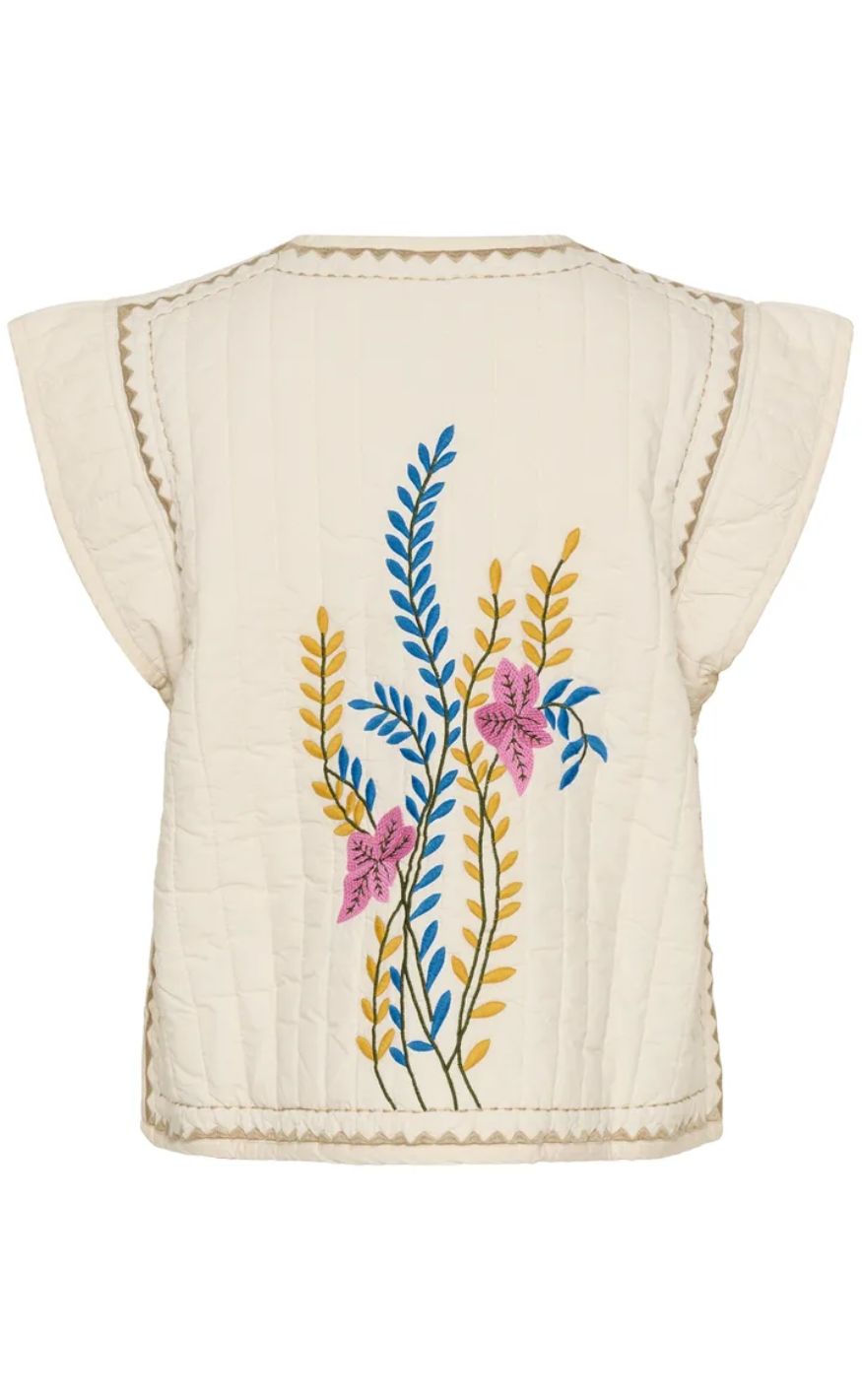 Culture Vest - Berglind Embroidery - Whitecap