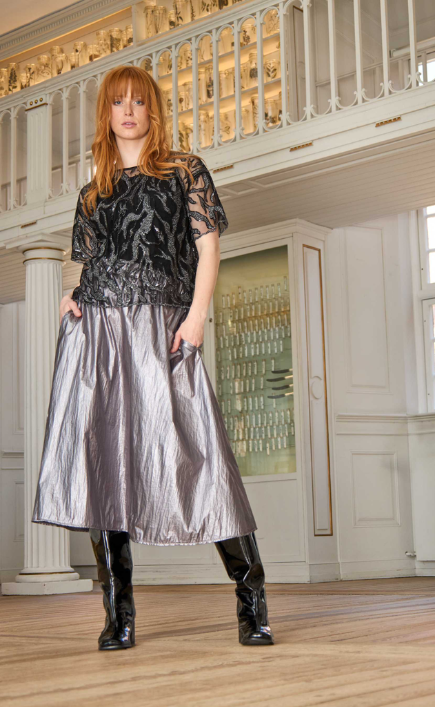 Black Colour Bluse - Maggie - Black Silver