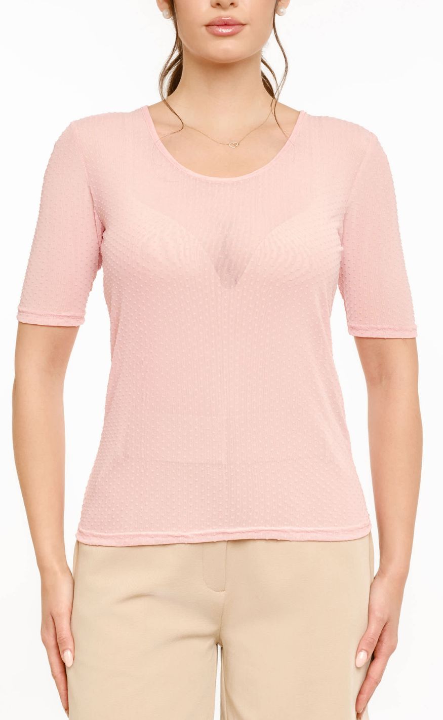 Liberté T-shirt - Mesh Dot - Rose