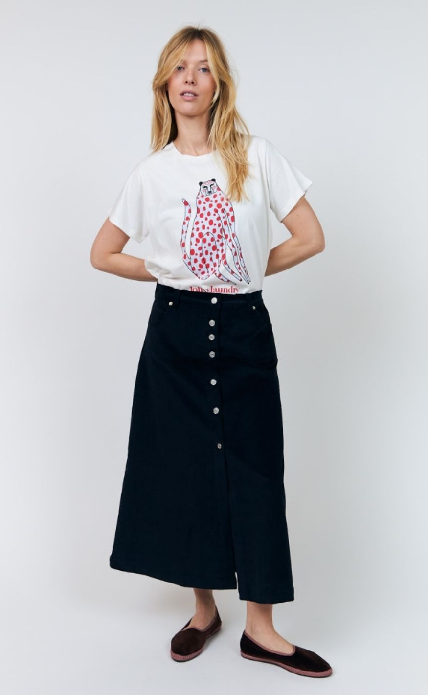 Lollys Laundry T-Shirt - Roma Cat - White 1047