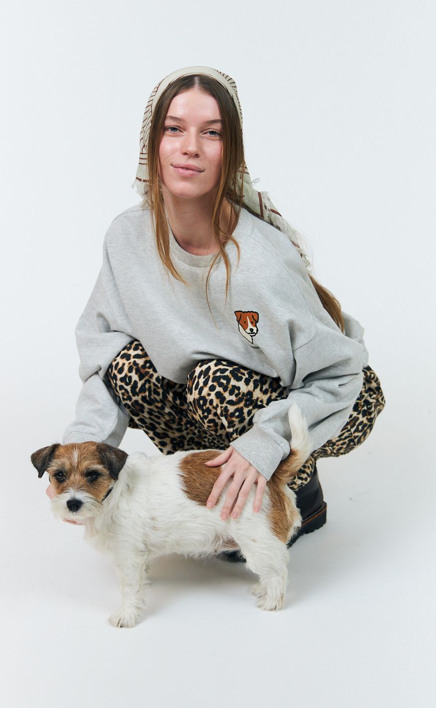 Lollys Laundry Sweatshirt - Sydney Dog - Light Grey Melange