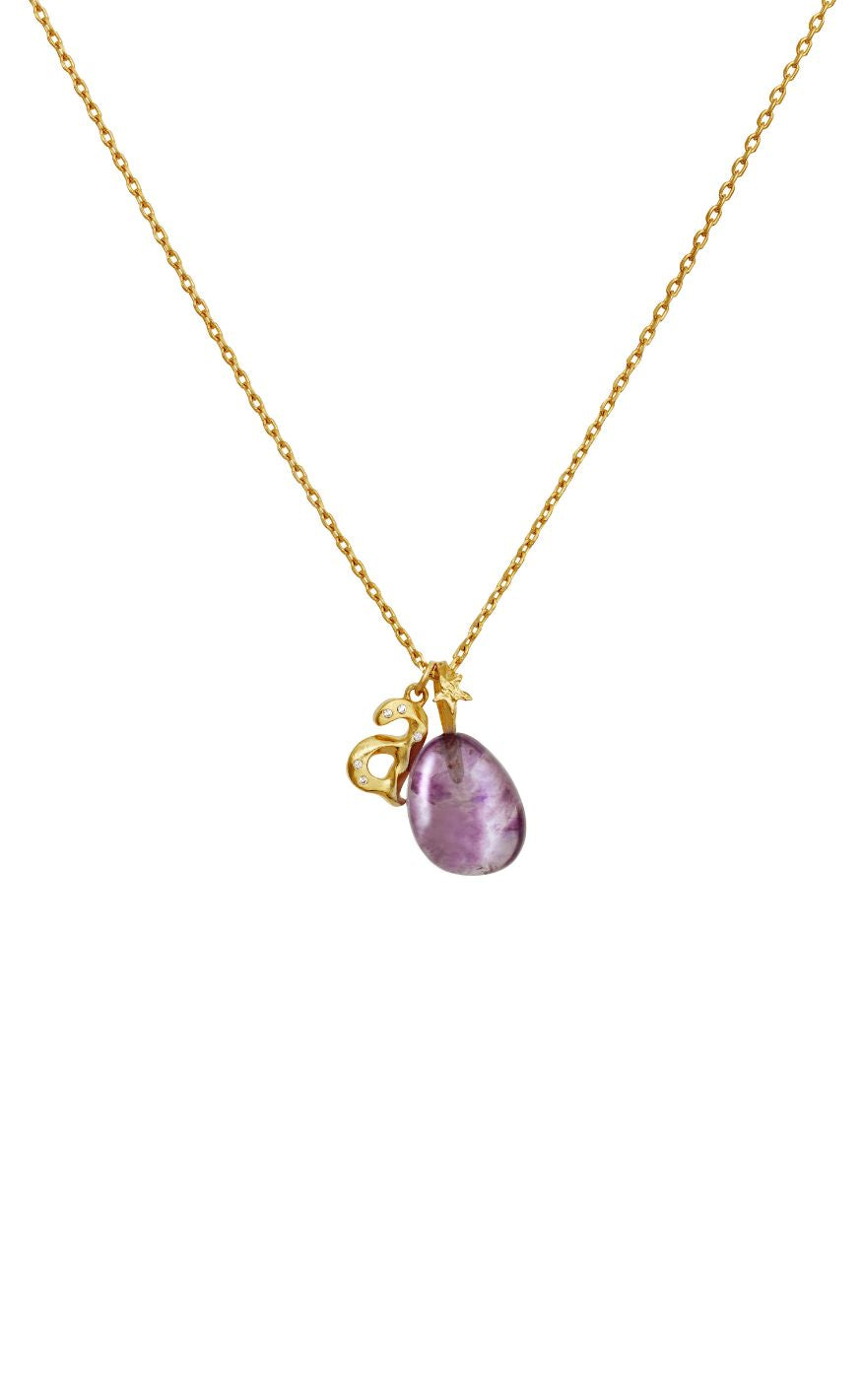 Maanesten Vedhæng - Amethyst Air - Gold Colour