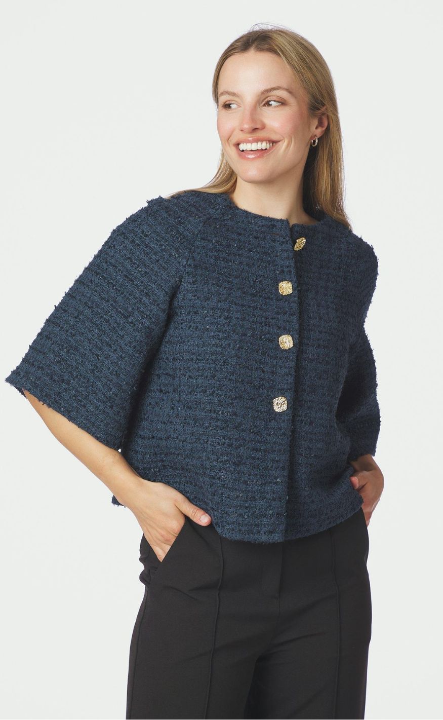 Neo Noir Jakke - Rosella Boucle Mini - Navy
