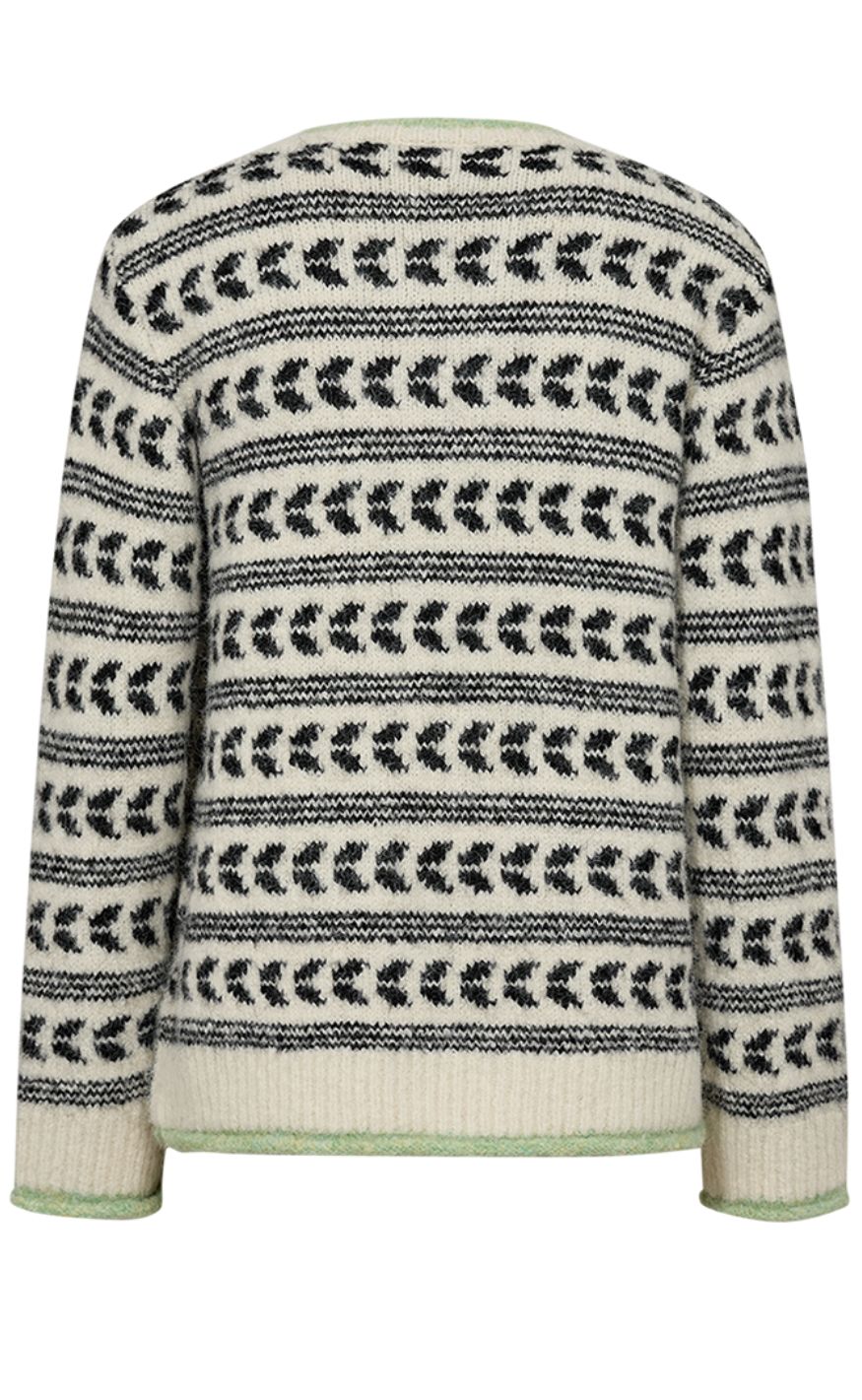 Freequent Pullover - Louisa - Star Off-White W. Black