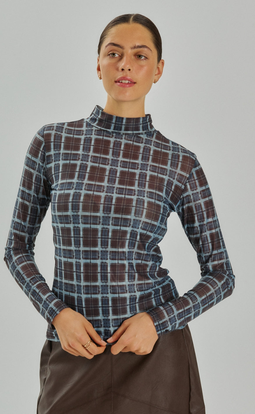 Freequent Bluse - Plady - Mole w. Chambray Blue
