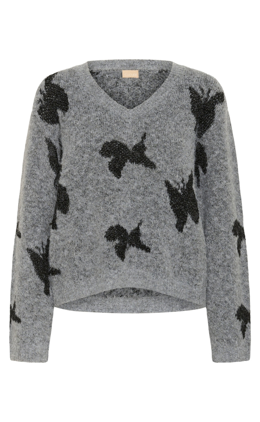 Culture Pullover - Freya - Mid Grey/Black Melange