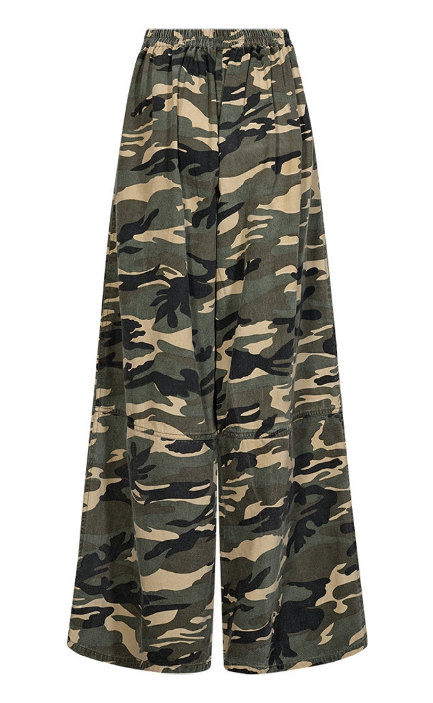 Depeche Bukser - Lauren Loose - Khaki Printed