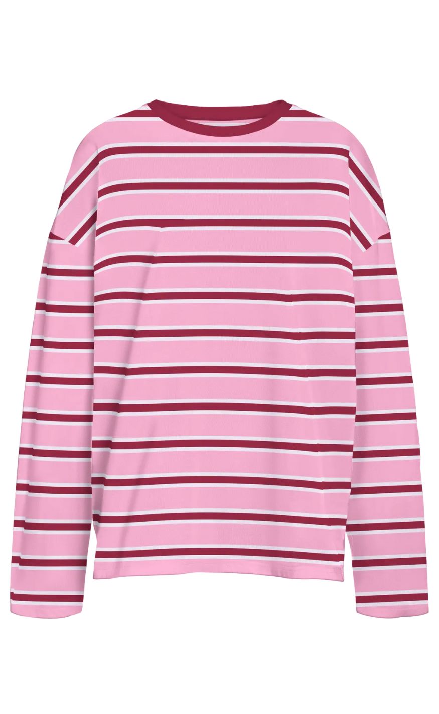 Noisy May Bluse - Member - Begonia Pink Stripe/Tibetan Red/Bright White