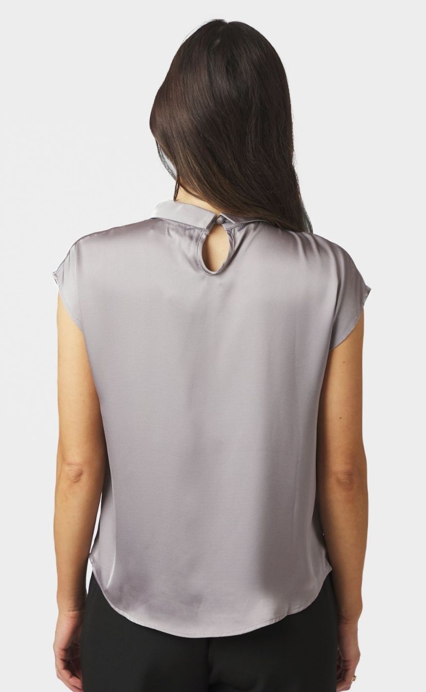 Neo Noir Bluse - Fleur Drapy Satin - Antracit