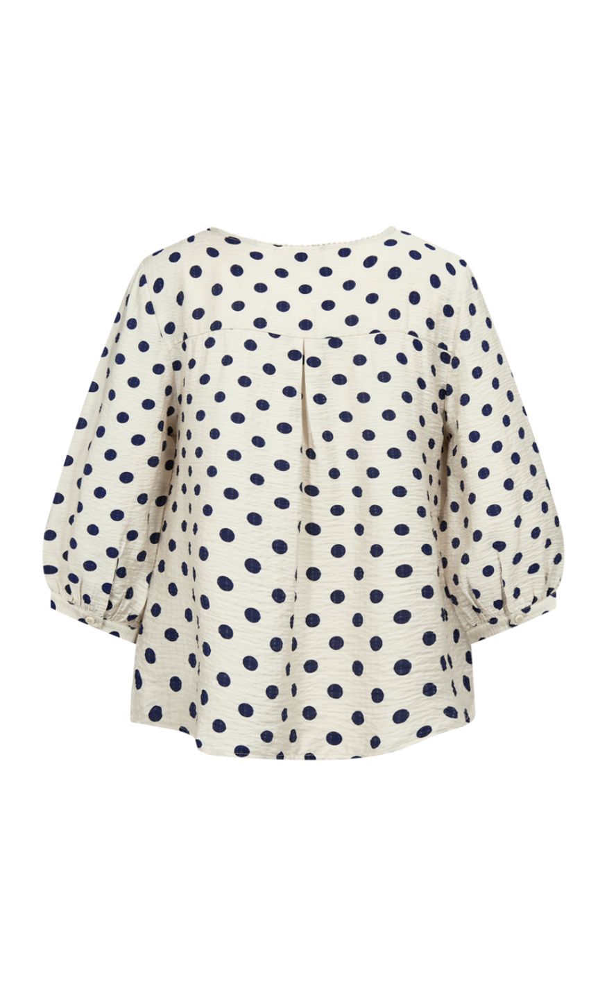 Freequent Bluse - Alma - Moonbeam w. Navy Blazer