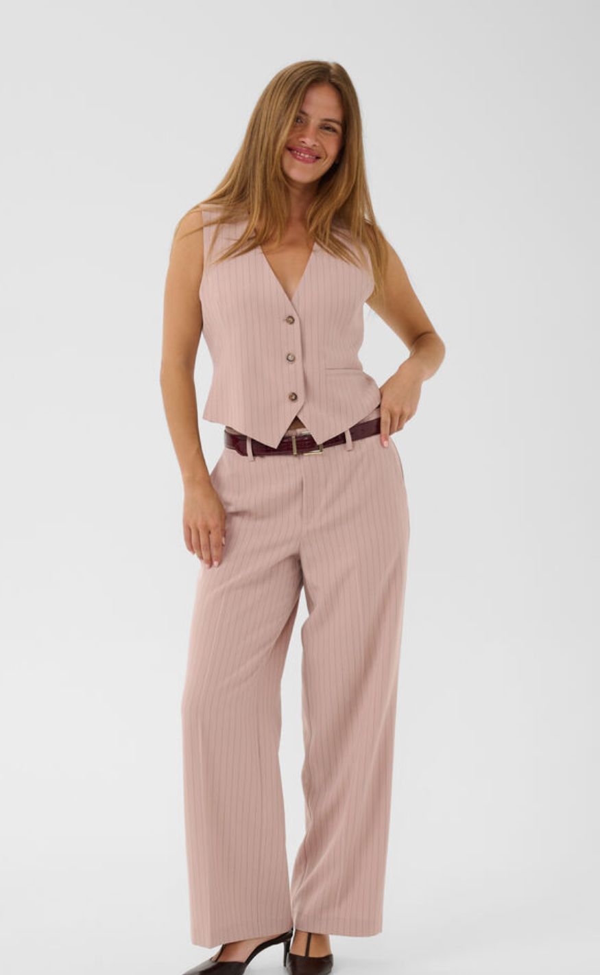 Culture Vest - Cecilie - Pale Mauve Pinstripe