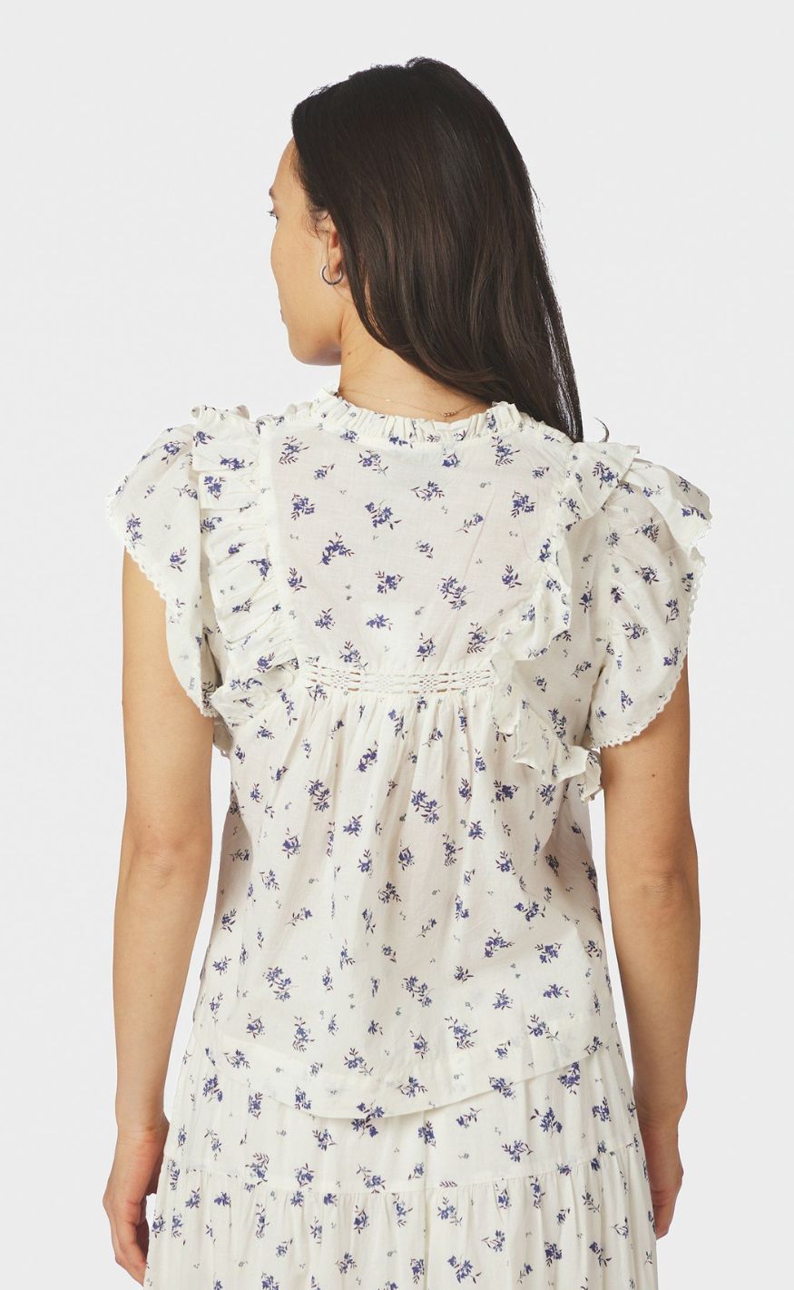 Neo Noir Topp - Jayla Small Blossom - White Blue