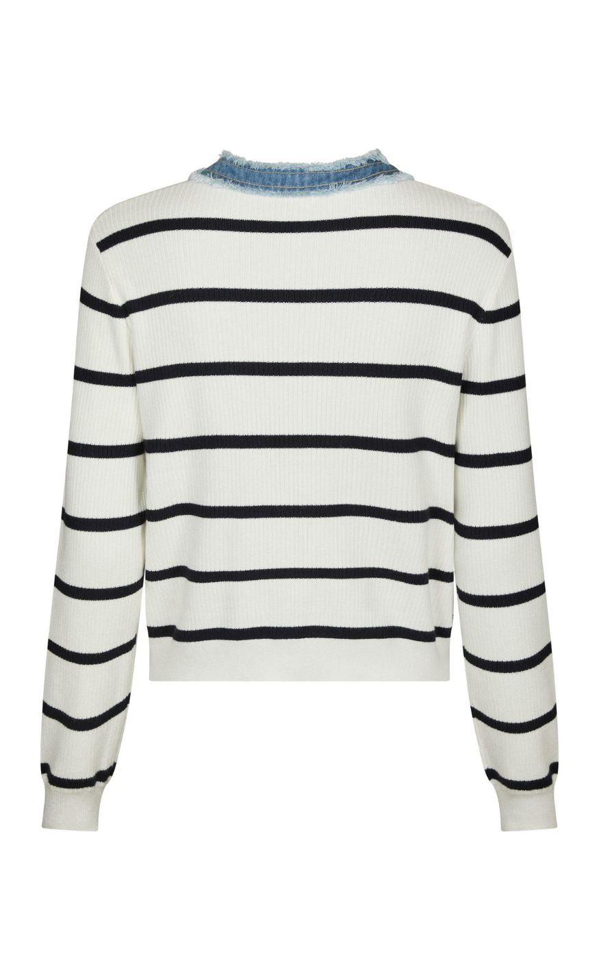 Neo Noir Cardigan - Zelma Stripe Denim - Off White