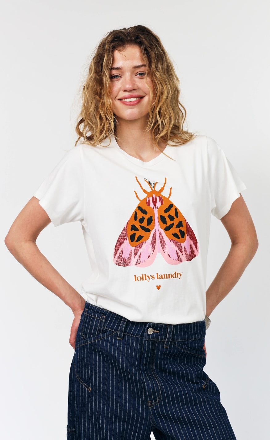 Lollys Laundry T-shirt - Roma Butterfly - White