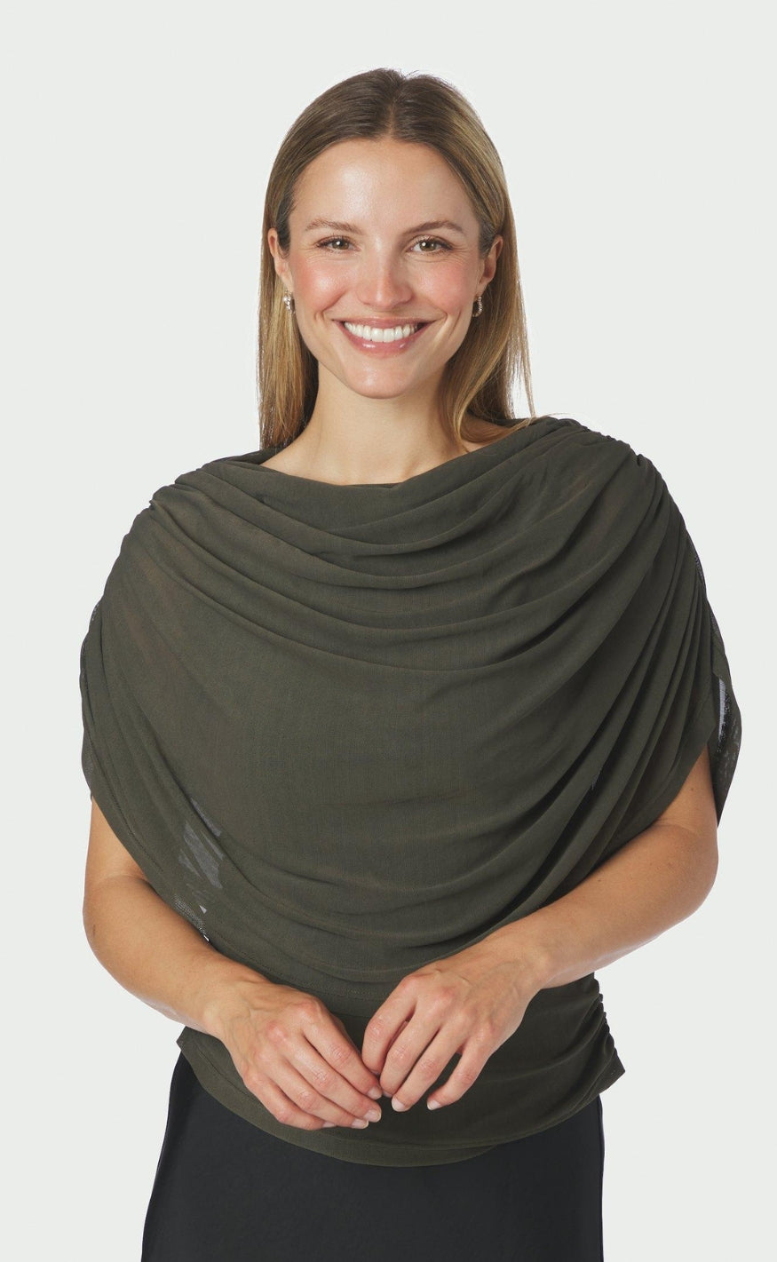 Neo Noir Topp - Cottuna Drapy Mesh - Army
