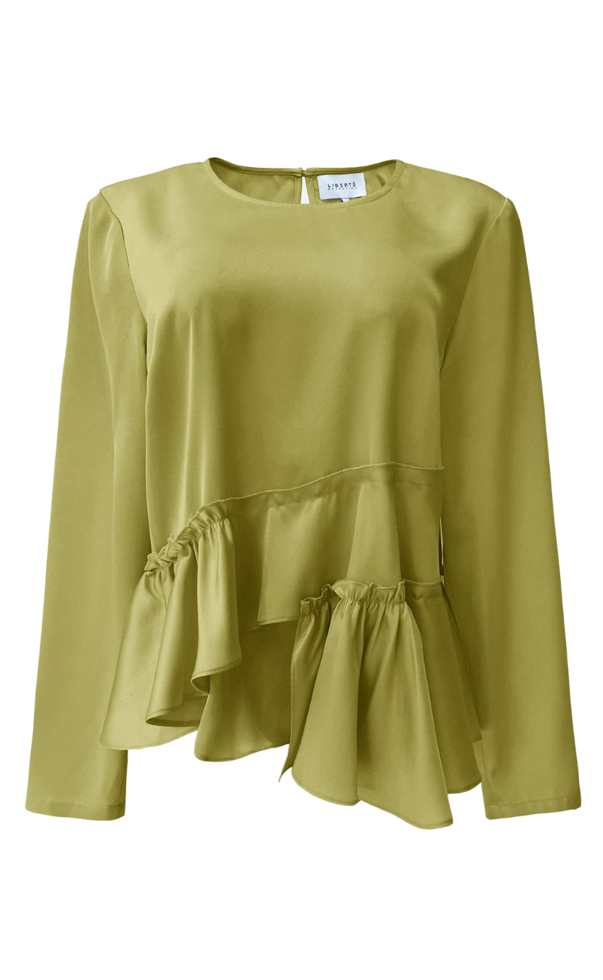 Liberte Bluse - Fie LS Frill - Avocado