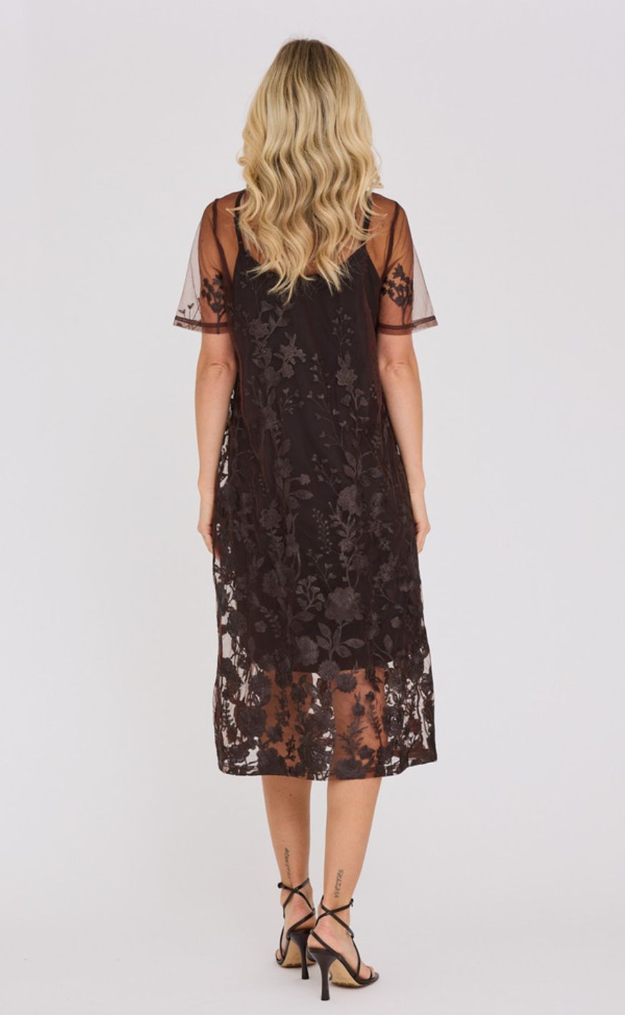 A-View Kjole - Fuchsia Midi - Dark Brown