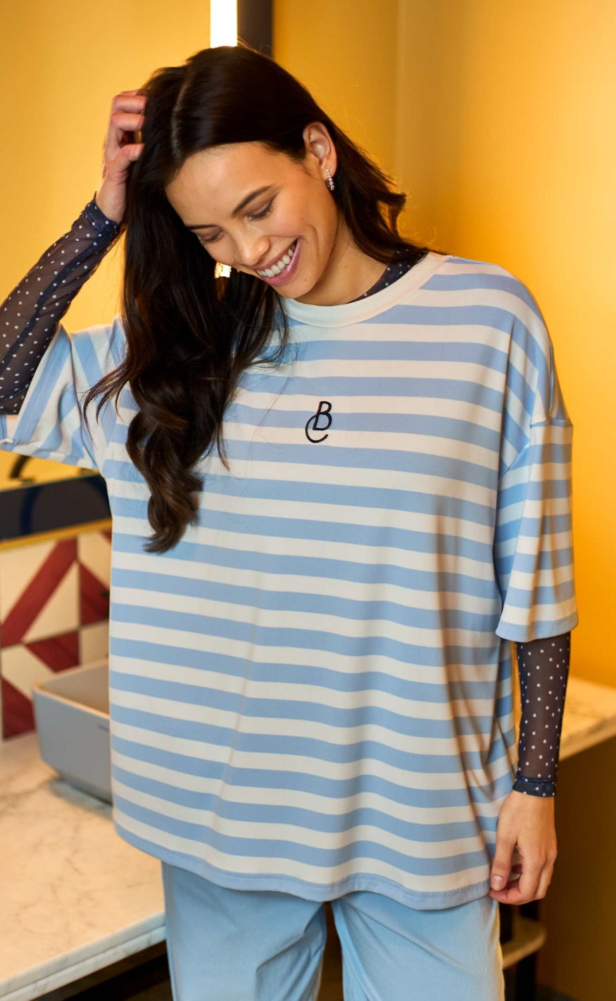 Black Colour T-shirt - Madelyn - Lt. Blue