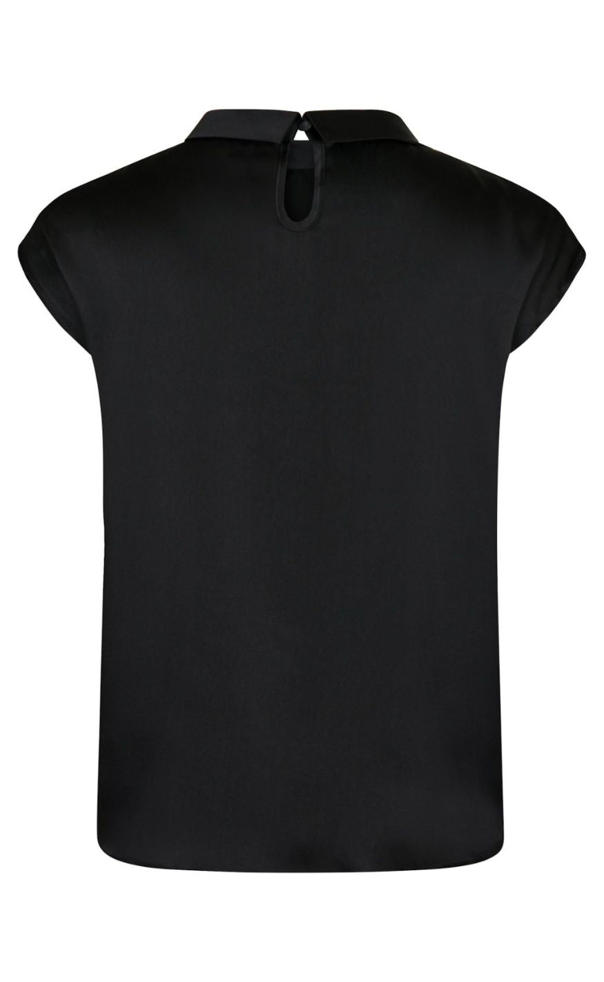 Neo Noir Topp - Fleur Drapy Satin - Black