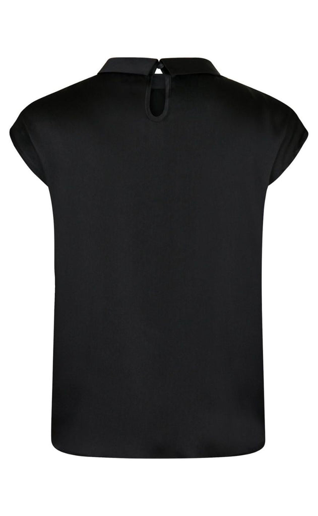 Neo Noir Topp - Fleur Drapy Satin - Black