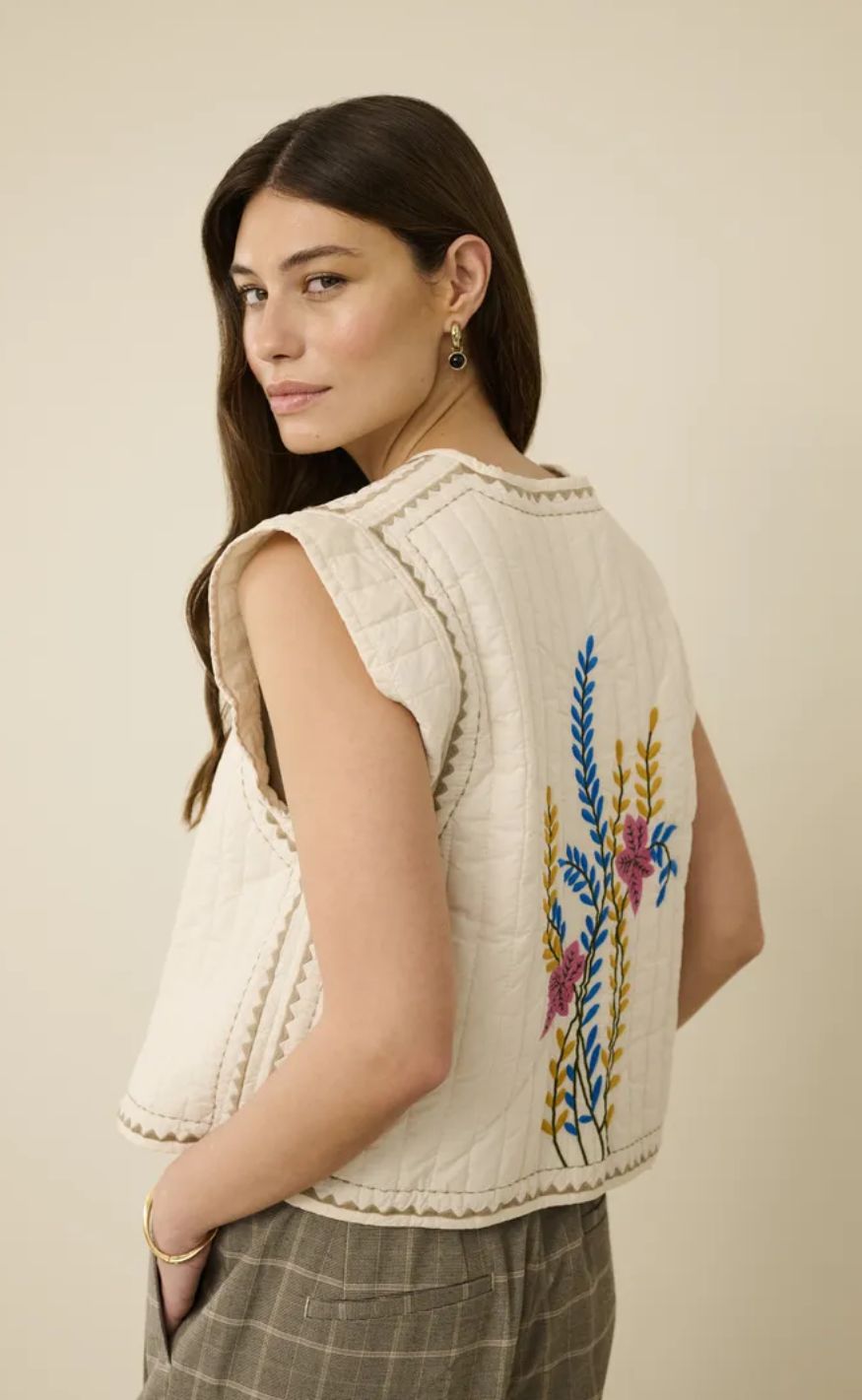 Culture Vest - Berglind Embroidery - Whitecap
