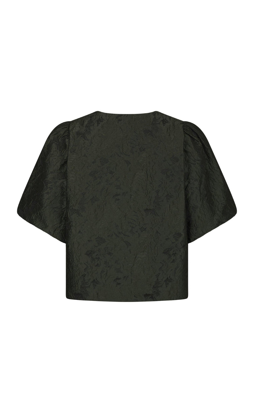 Neo Noir Bluse - Aisa Brocade - Dark Green