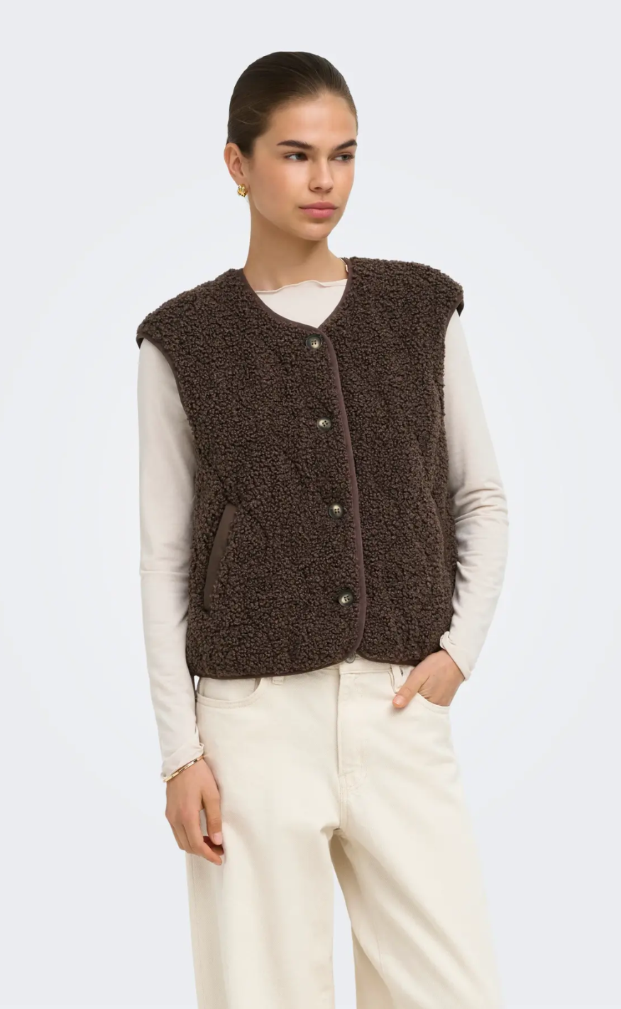 Only Vest - Ines Teddy CC OTW - Chocolate Martini